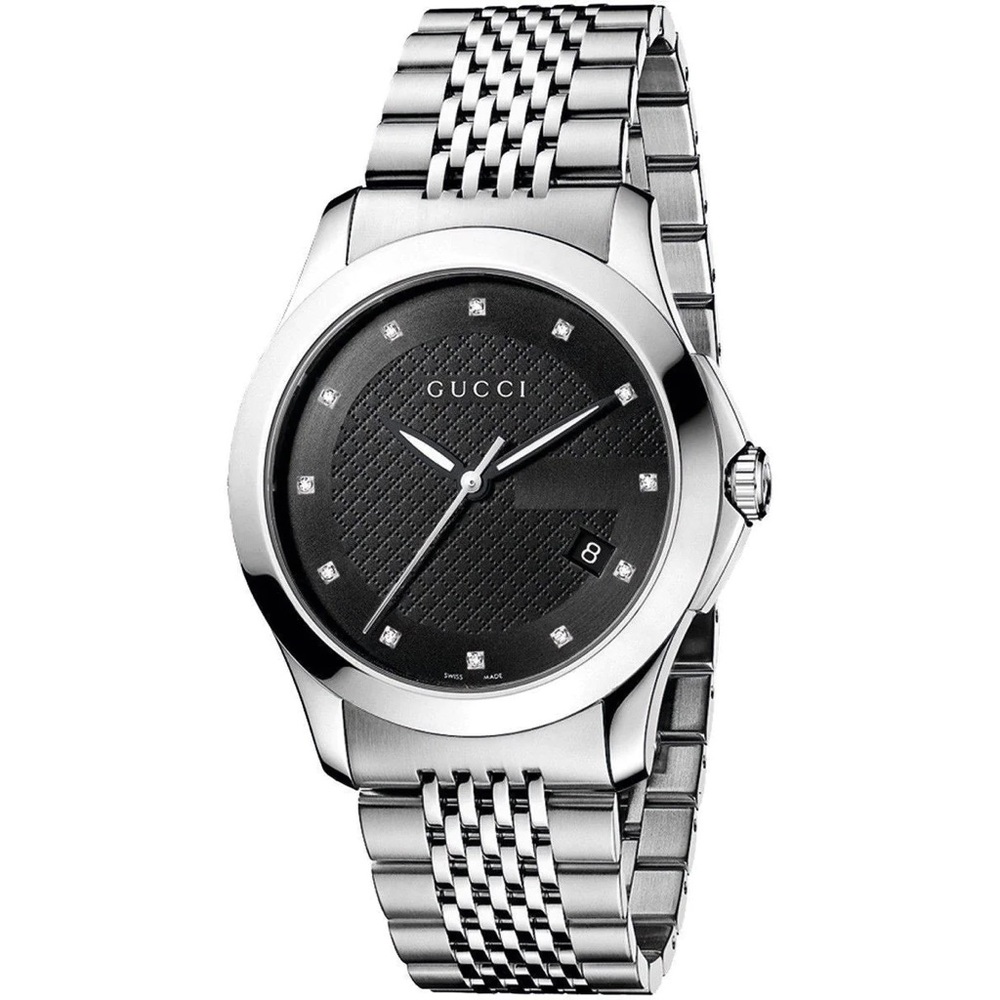Gucci Watch YA126405 G-Timeless Diamond Stainless Steel Unisex BNWT